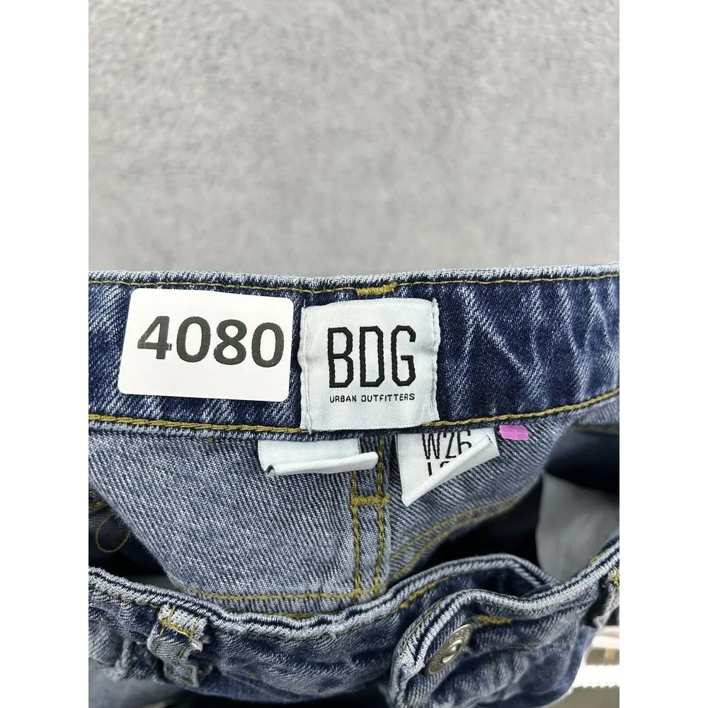 BDG Women's Blue Denim Jeans Jeans Paneled Jessye Size 26 Raw Hem Cropped - Image 6