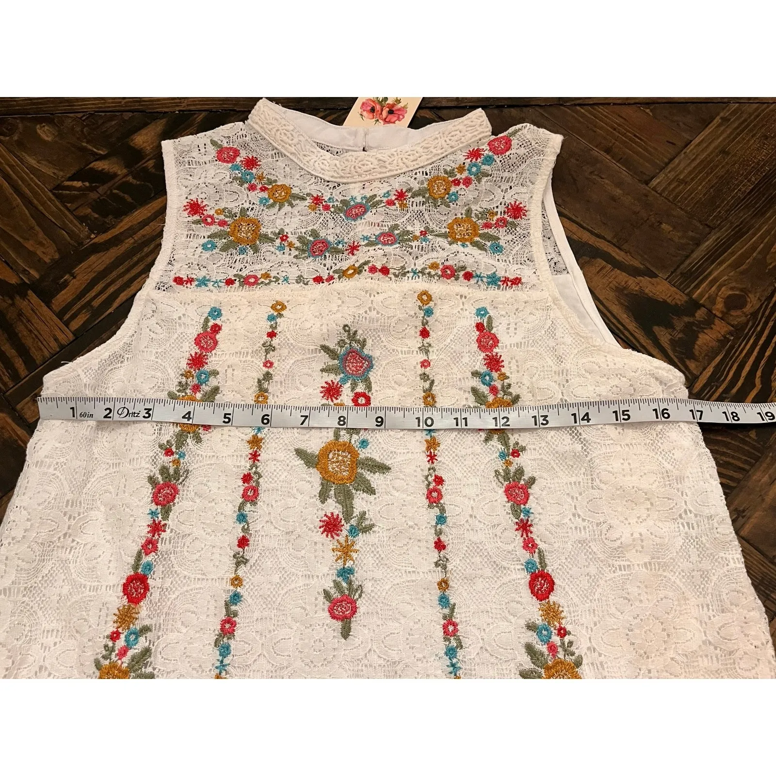 Floral Embroidered Lace Cottage Western Boho Coquette Soft Dress Small Festival - Image 6
