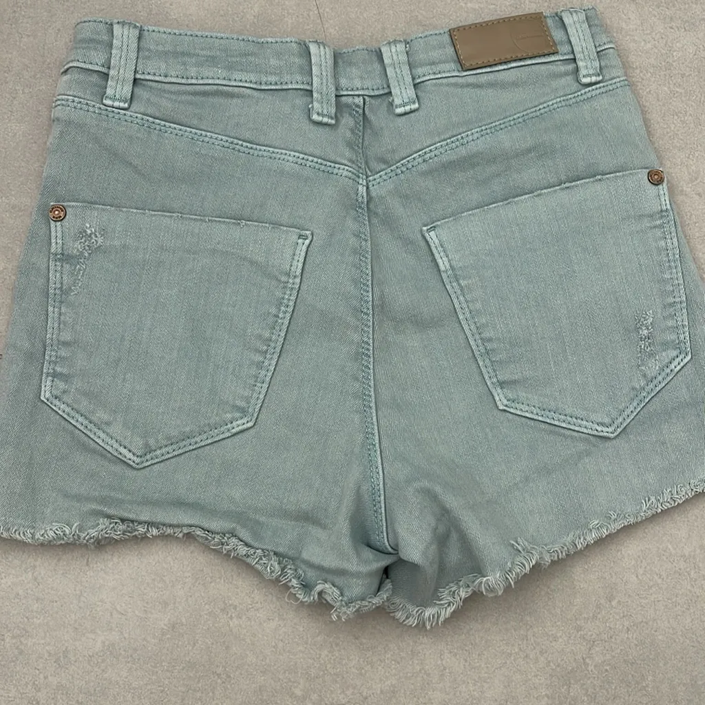 Clockhouse shorts Women size EUR 34 / US 4 Teal color Jean shorts distressed - Image 5