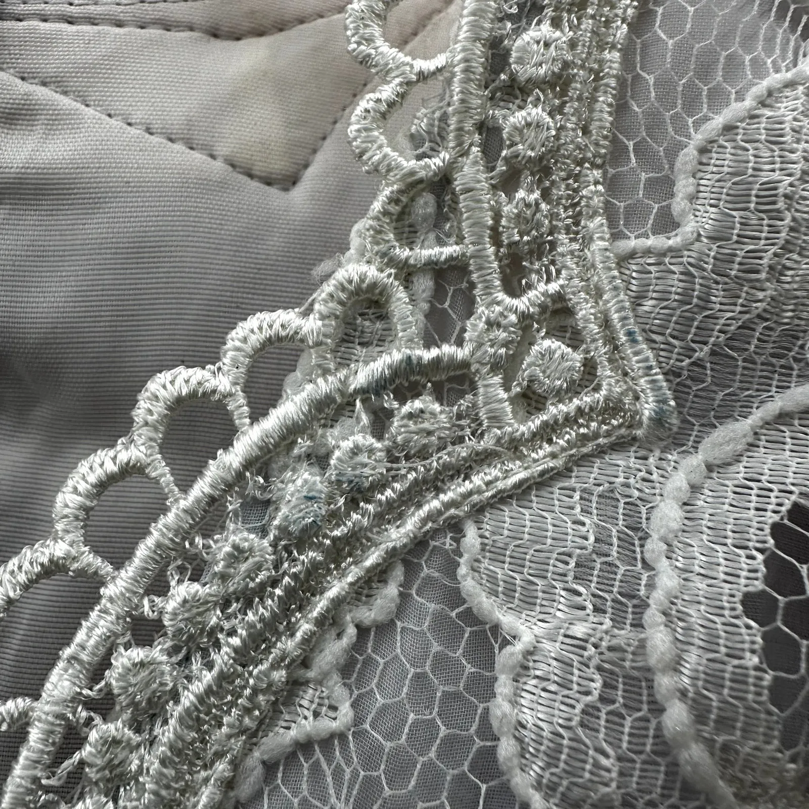 Vintage Scott McClintock Maxi Dress Mother of the Bride Lace Pearl White Gray 4 - Image 6