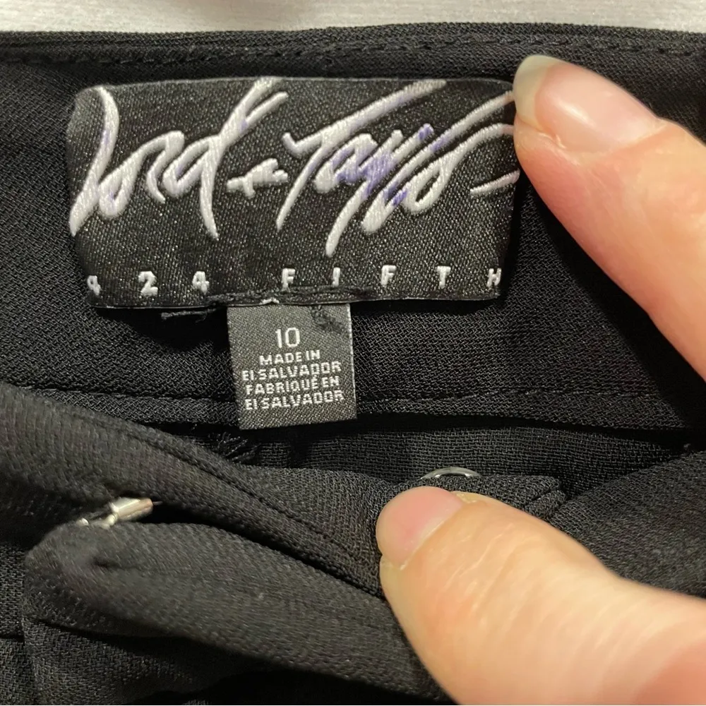 Vintage Lord & Taylor wide leg flowy luxury dressy pants black tuxedo stripe - Image 3