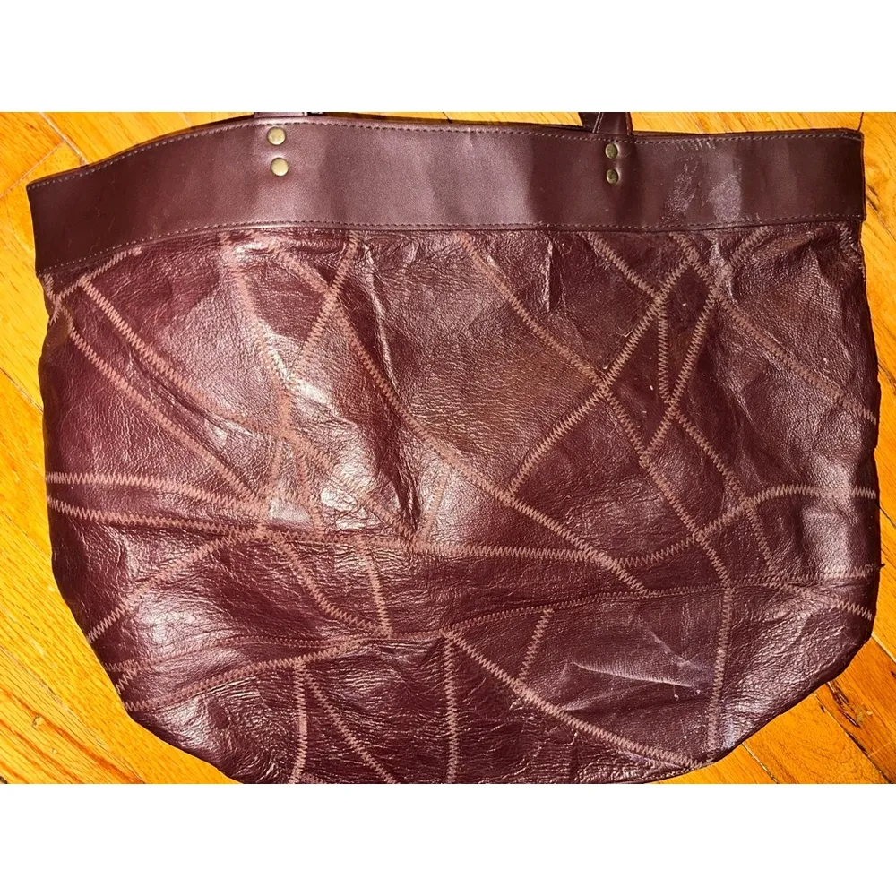 Yih Jou 605 Brown Genuine Leather Textured Large Tote Bag - Image 4