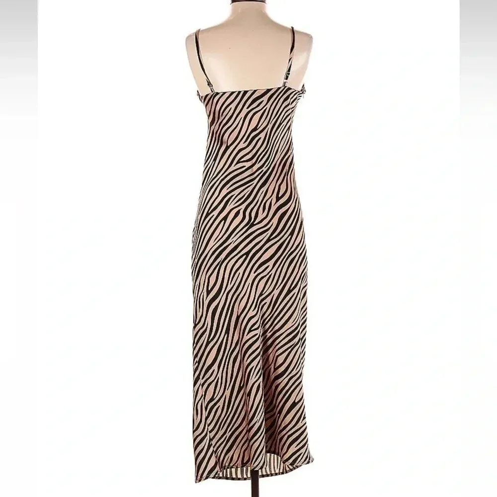 Lea & Viola Zebra Stripe Cocktail Midi Slip Dress Size S Small - Image 3