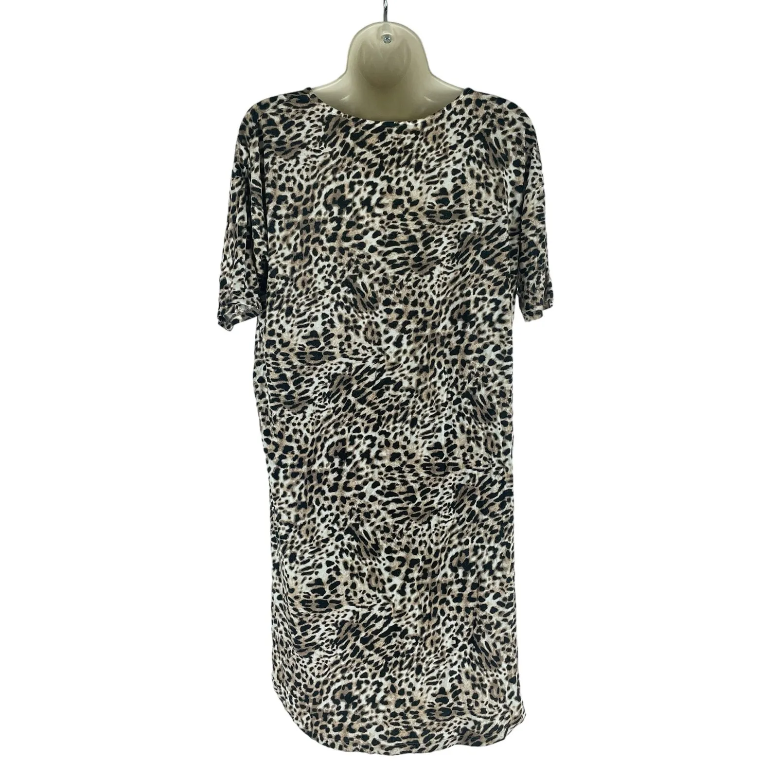 Soma Short Sleeve Animal Printed Soft Jersey Mini Dress Brown Black Size S - Image 5