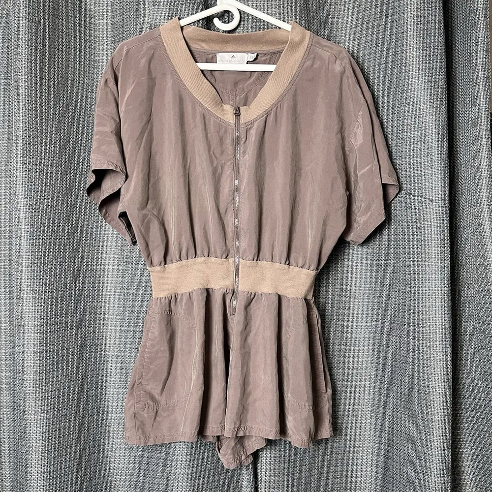 Adidas X Stella McCartney Brown All In One Romper Pockets Size XS Front Zip - Image 3