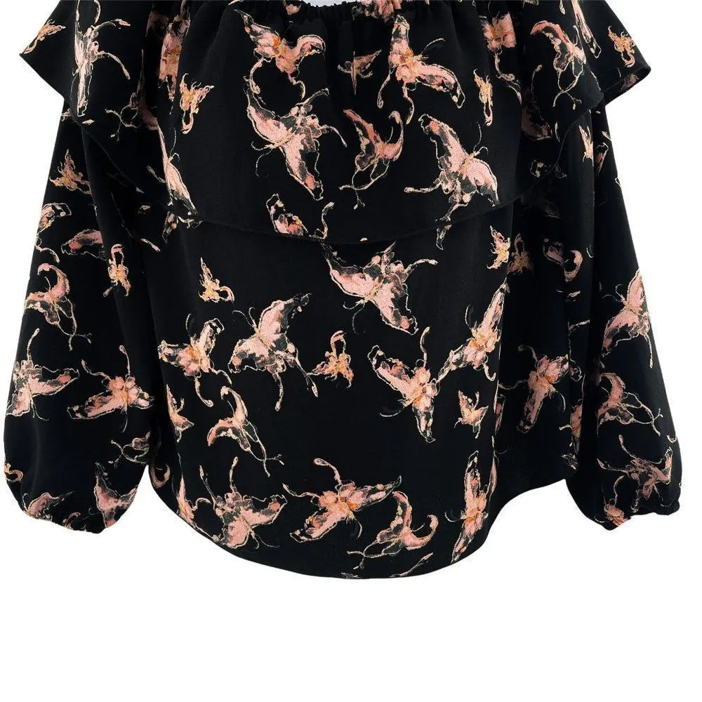 Aritzia Wilfred Morel Butterfly Off The Shoulder Ruffle Top Blouse Small Black - Image 81