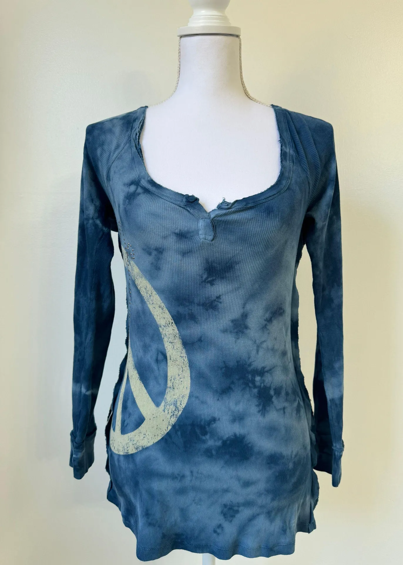 Slouchy Tie Dye Henley Top - Image 2