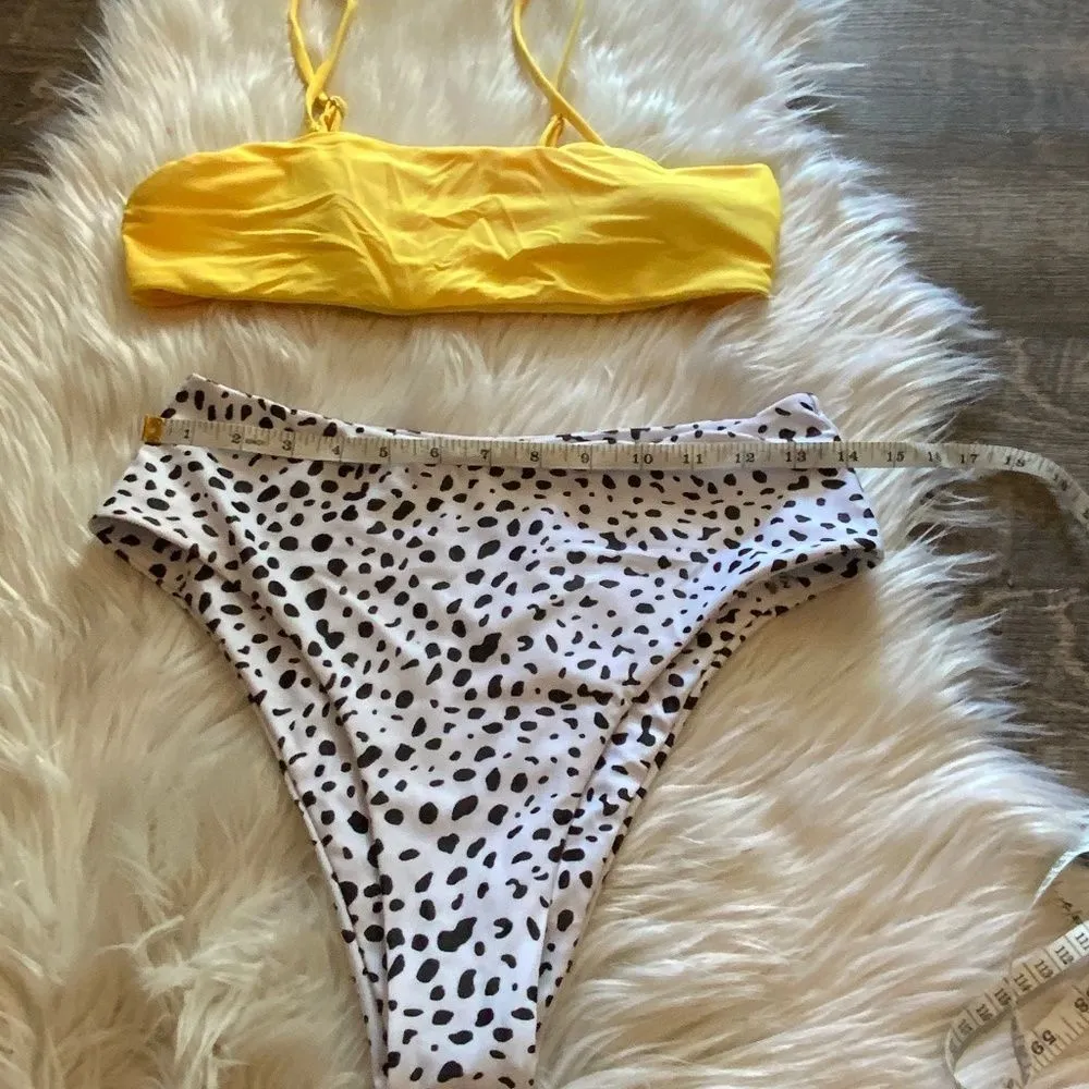 Shein Yellow Leopard Patterned Swimsuit Bikini - Image 2