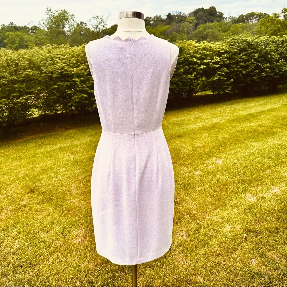 Club Monaco Arlietta Light Pink Rose Scalloped Sleeveless Faux Wrap Dress - Image 11