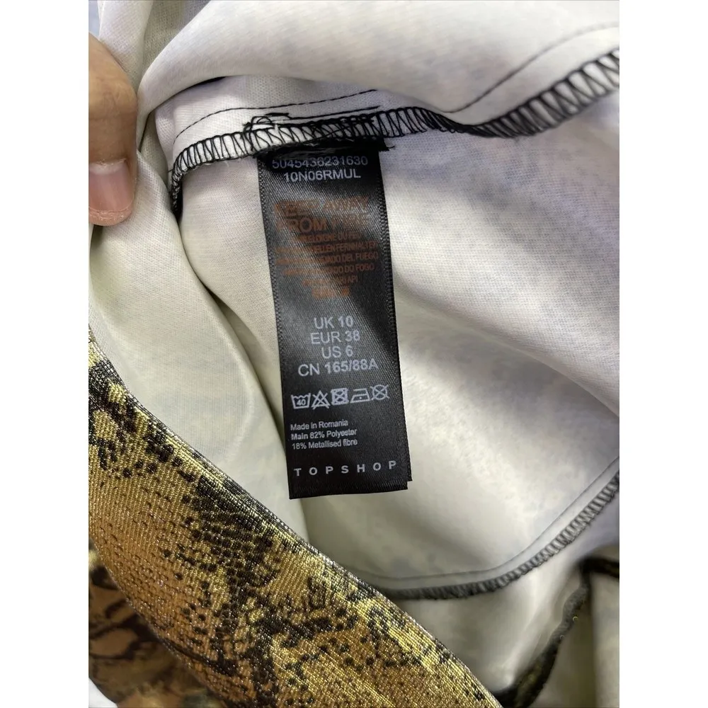 TopShop dress Gold Black Snakeskin Shimmery Dress Size US 6 UK 10 Sleeveless - Image 12