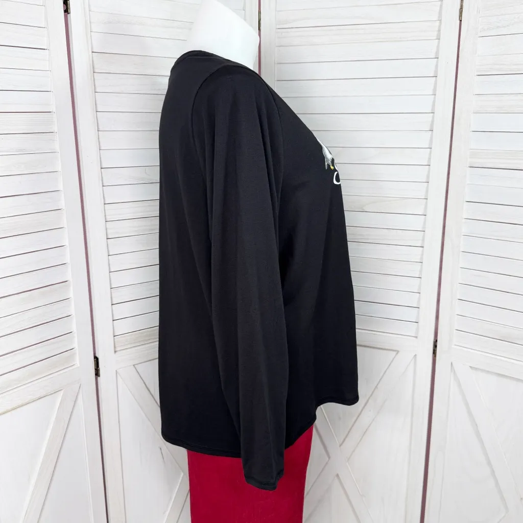 Cacique Dancing Penguins Holiday Christmas Sleep T Shirt Black 2X 18 20 - Image 2