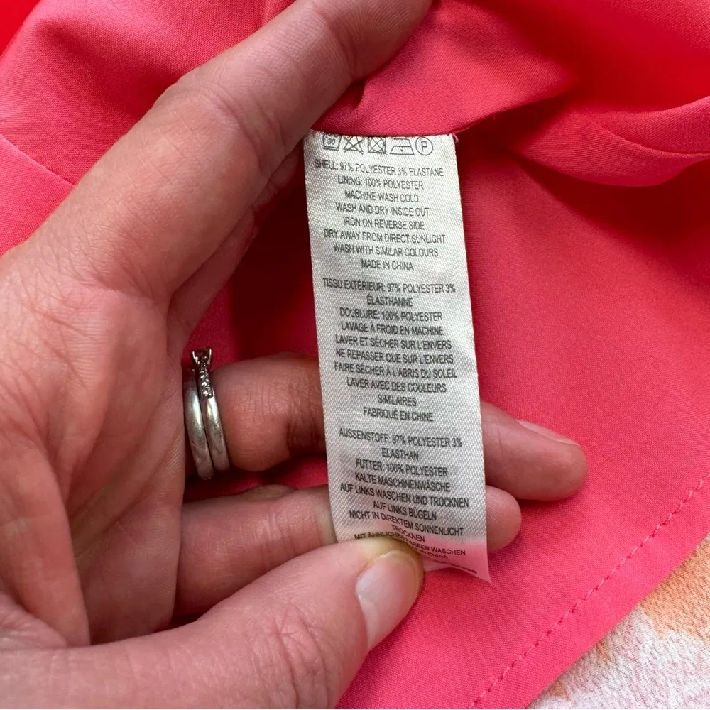 French Connection Women's Cossette Vero Crepe Midi Dress 6 Pink Orange White - Image 10