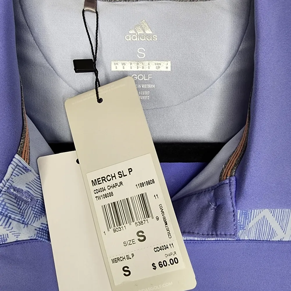 NWT Adidas collared Golf top size S purple - Image 3