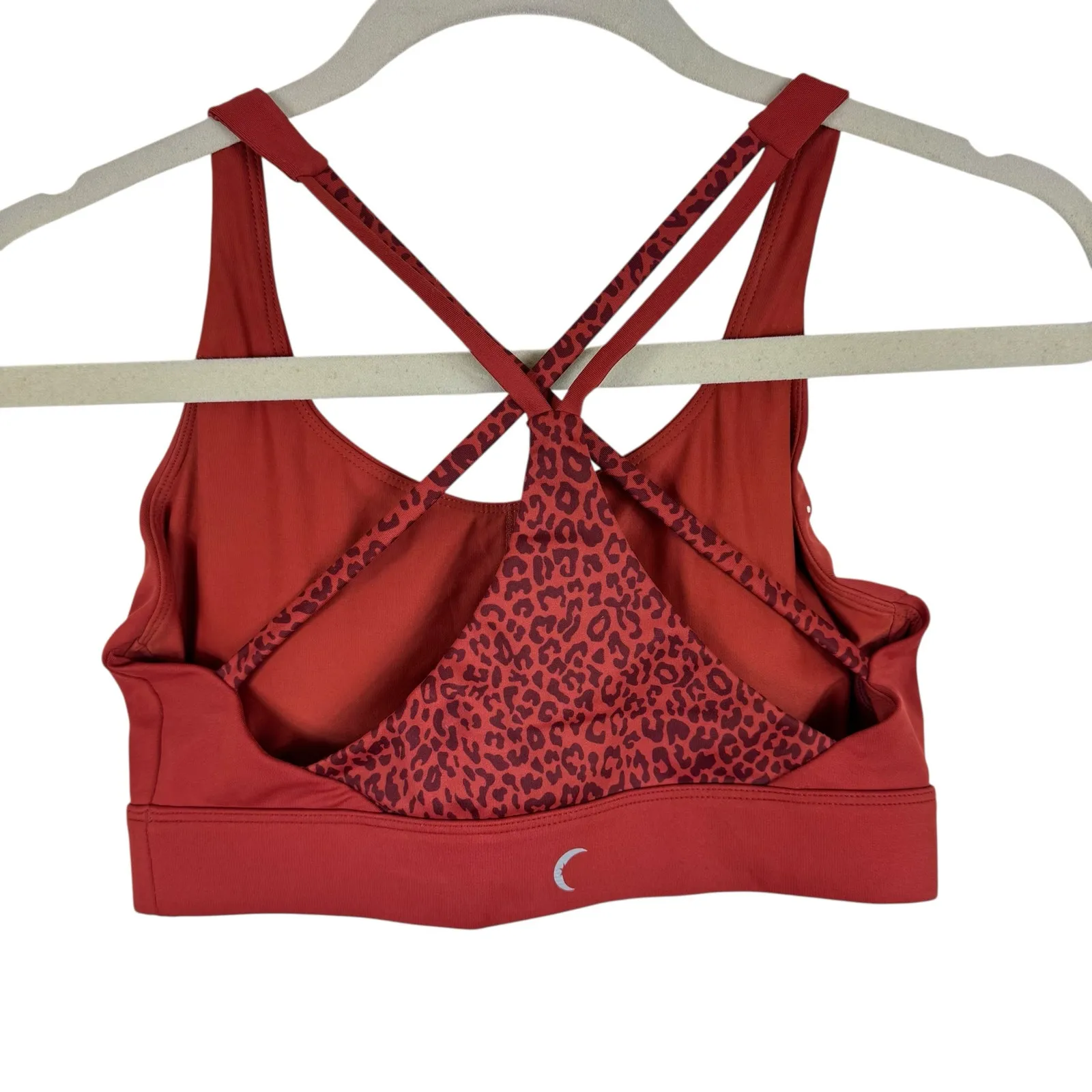 Zyia Burnt Orange Leopard Light N Tight Strappy Racerback Sports Bra Size Small - Image 2