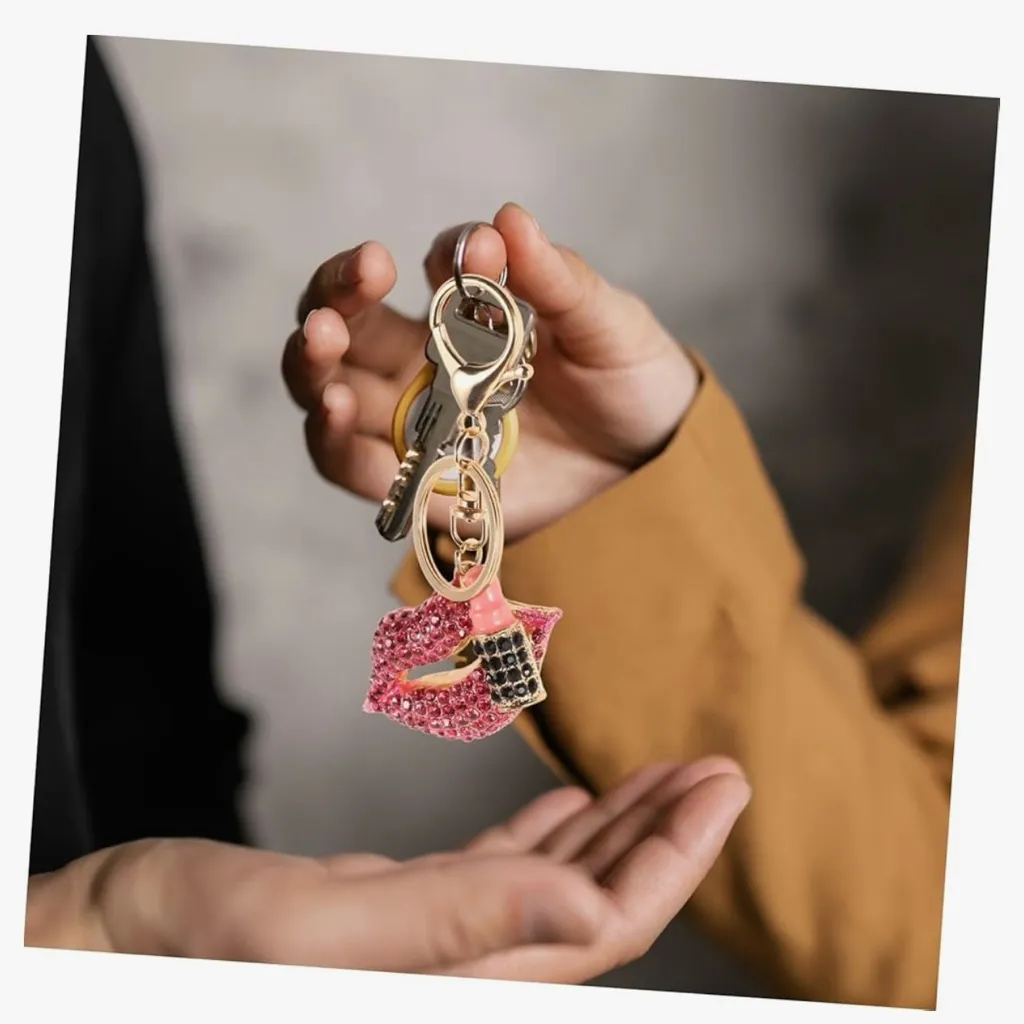 Glamorous Pink lipstick Keychain Purse Charm for Handbag Zinc Alloy NEW! - Image 5