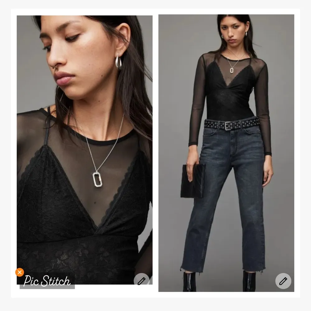 All Saints Nyla Black Lace Bodysuit - Image 2