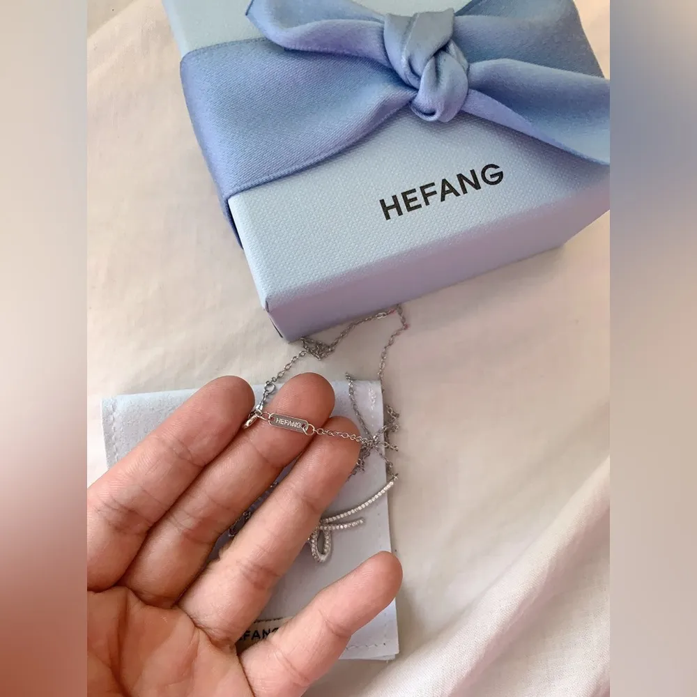 hefang jewelry earrings and necklace Bow set Silver - Image 9