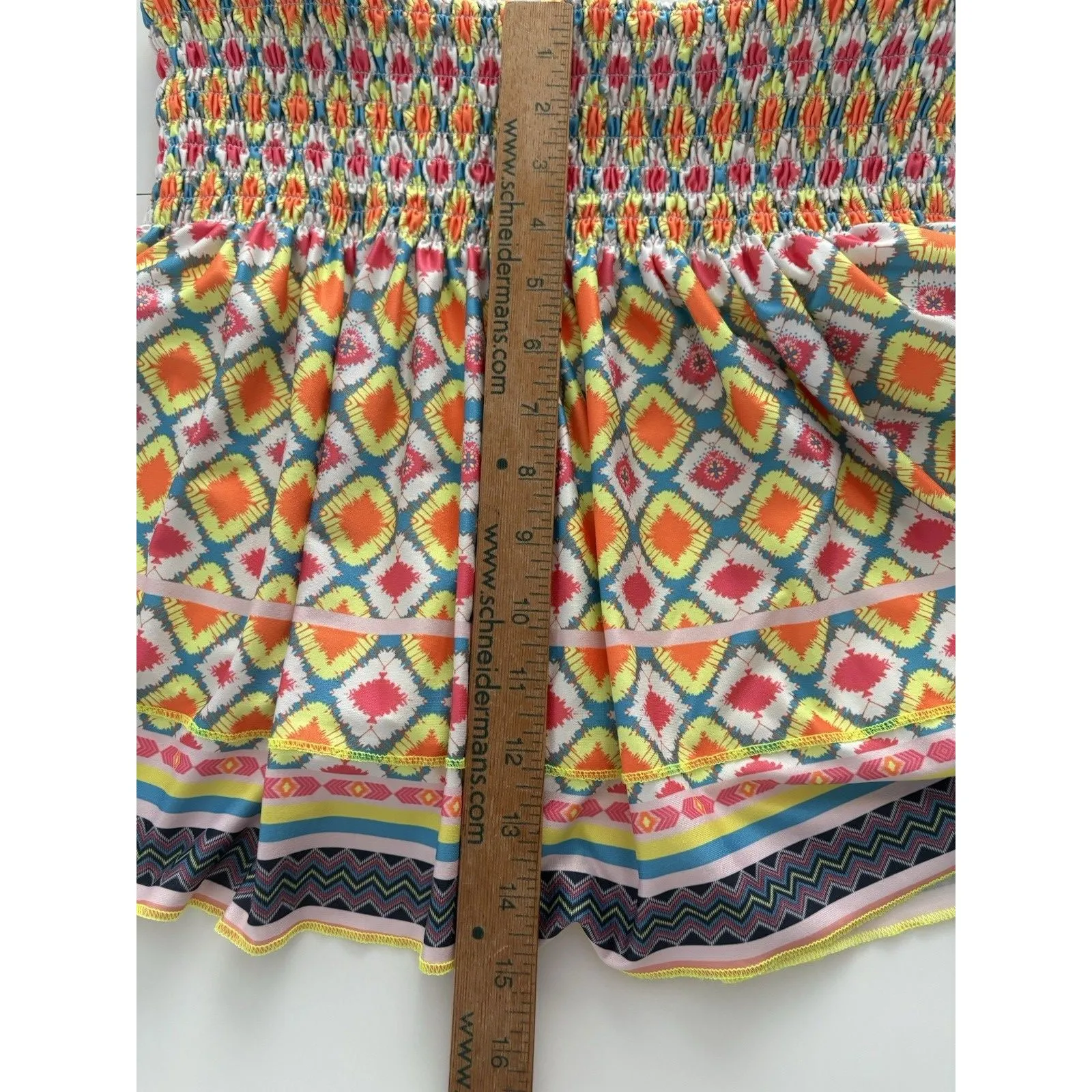 Lucky In Love Feeling Groovy Skort Skirt L Yellow Pink Smocked Golf Pickleball * Size L - Image 10
