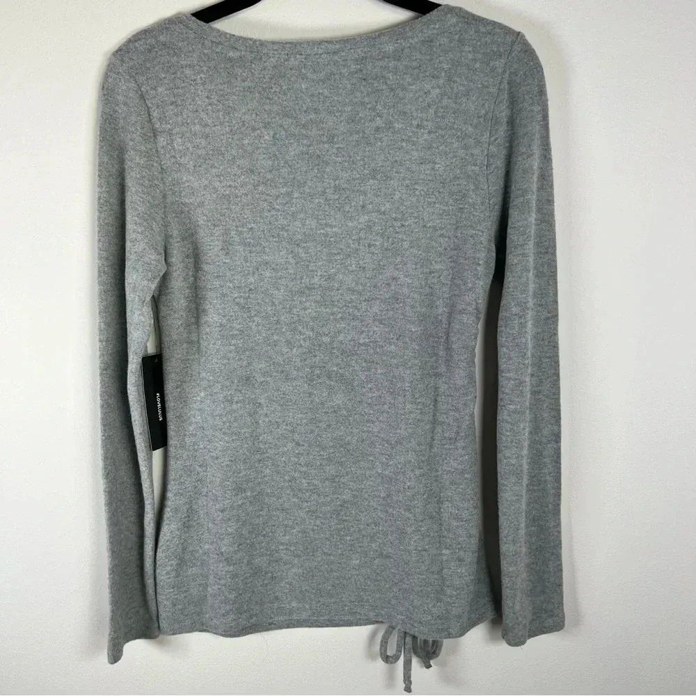 Lulus Womens Cinch Side Shirt Gray Long Sleeve Blouse Stretch Soft Bow Small NWT - Image 9