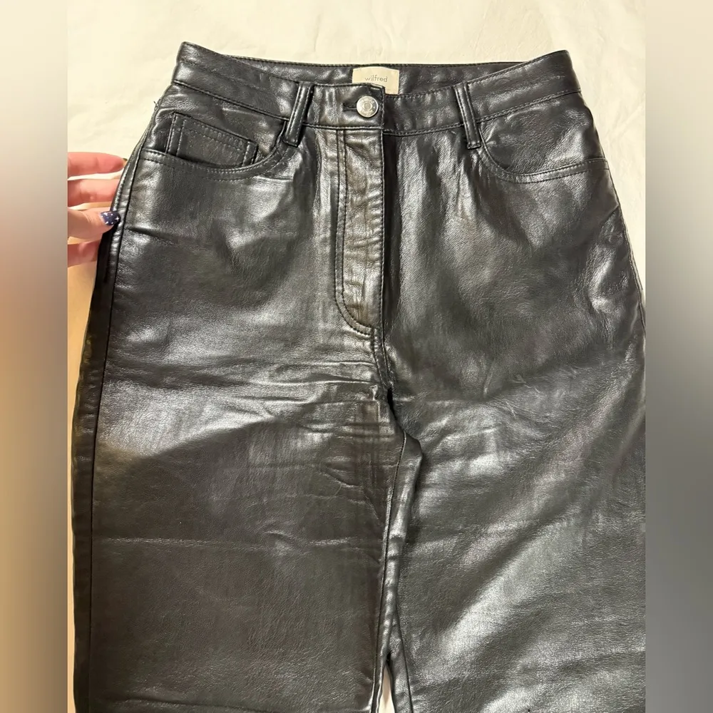 Aritzia Wilfred The Melina High Waisted Black Vegan Faux Leather Pants 2 - Image 6