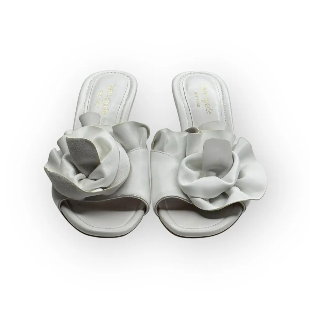 new Kate Spade KSNY ❀ Flourish Flower Accent Heel Mule Sandals ❀ White ❀ 10.5M - Image 9