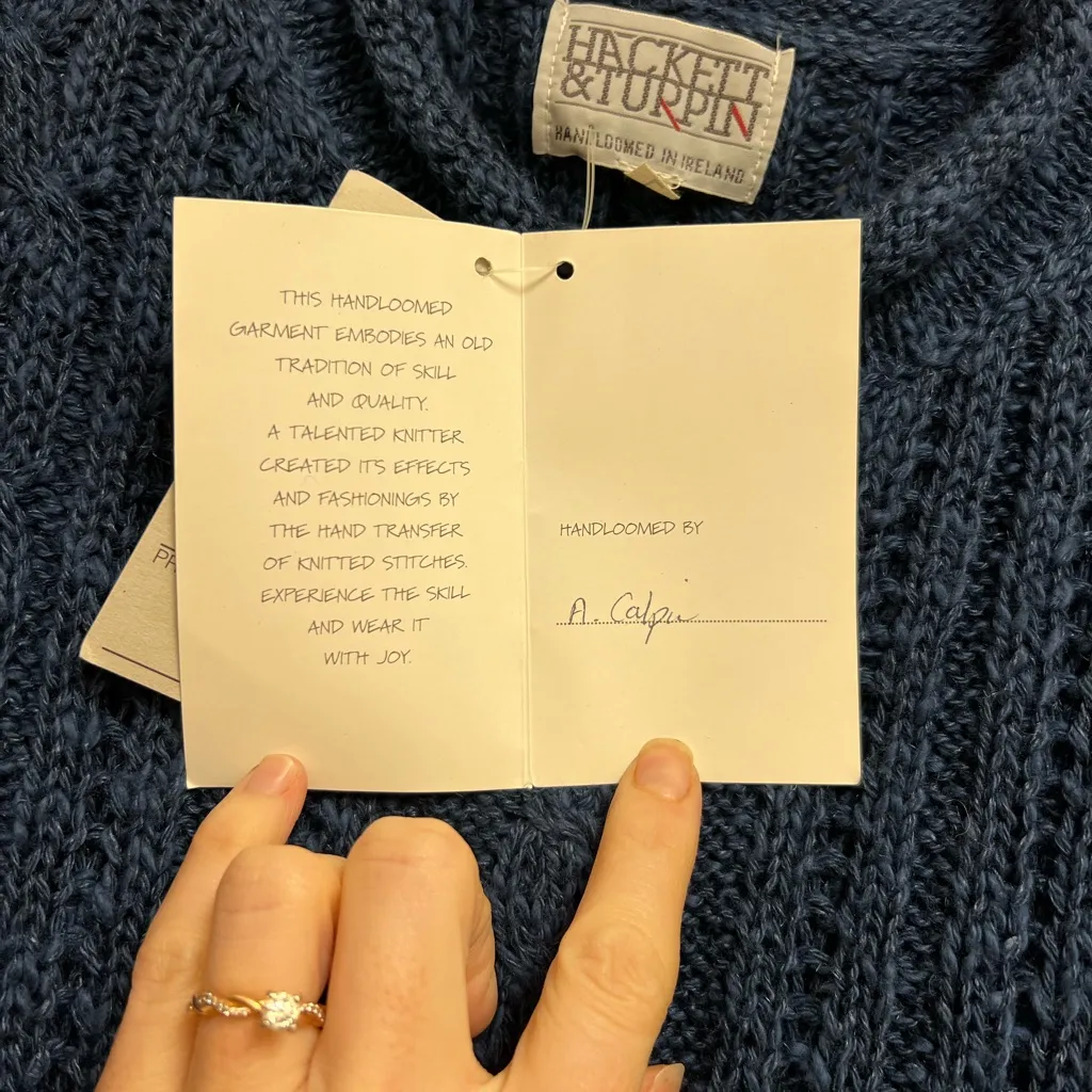 Hackett & Turpin Blue Ireland Cable Knit Sweater Size L - Image 6