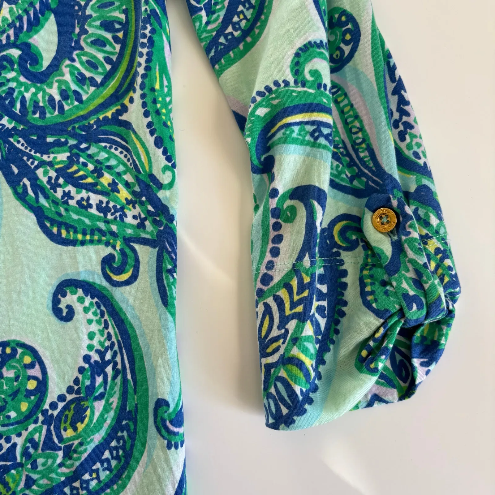 Lilly Pulitzer Rossmore Tunic Dress Blue/Green Paisley Women’s Medium Preppy - Image 5