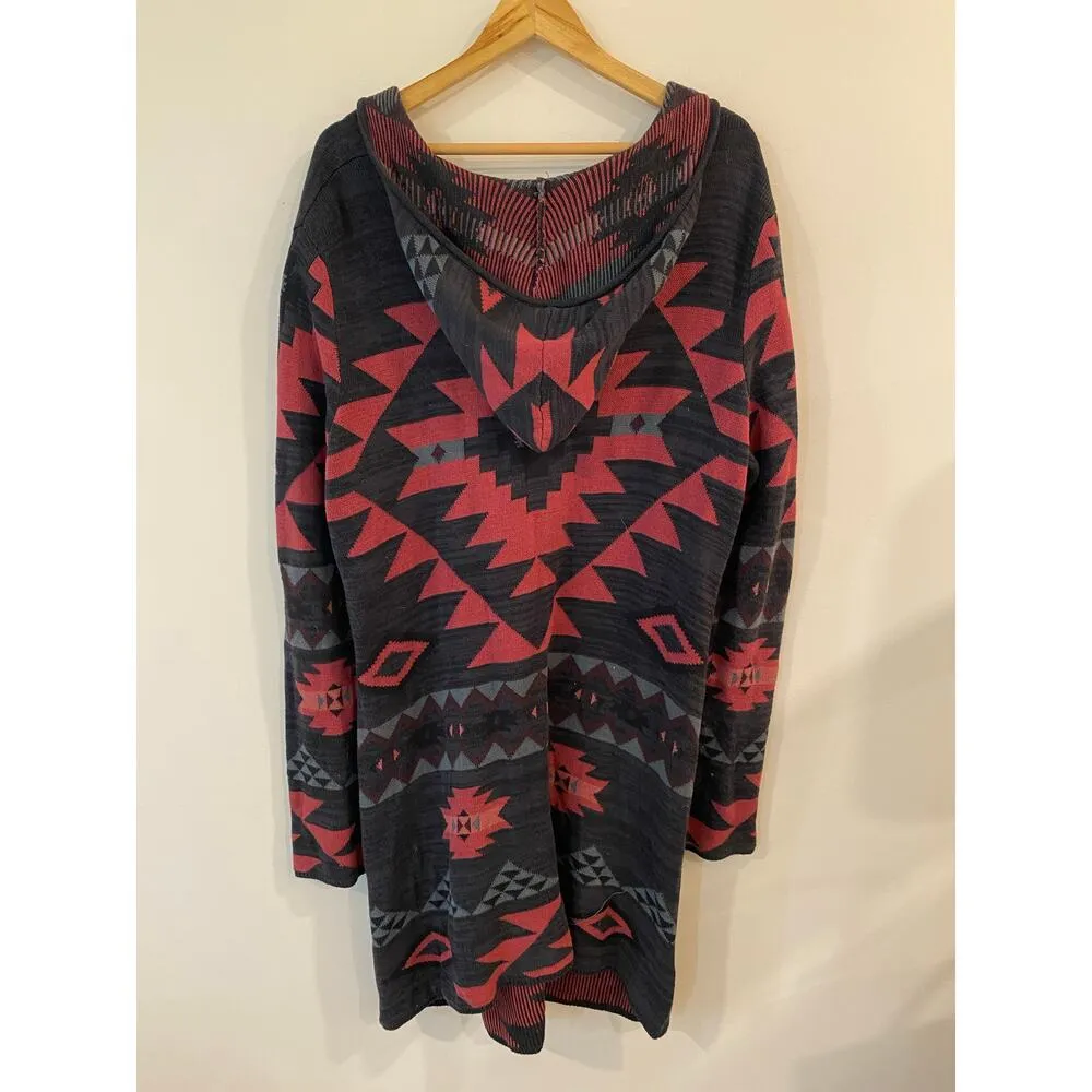 North River Outfitters Long Sleeve Hooded Cardigan Black/Red Women's Size 1X Black - Image 2