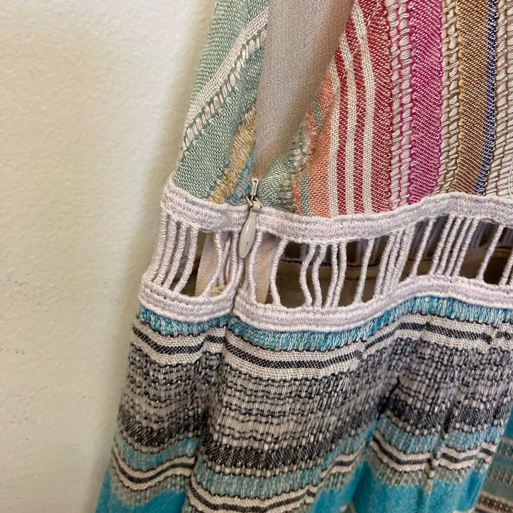 Ecote Urban Outfitters Sanibel Rainbow V Neck Boho Maxi Dress Sz 2 - Image 7