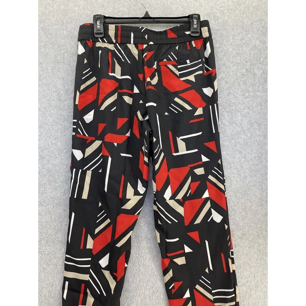 Calvin Klein Women's Drawstring Pants Red Geometric Size Small Straight Leg - Image 6