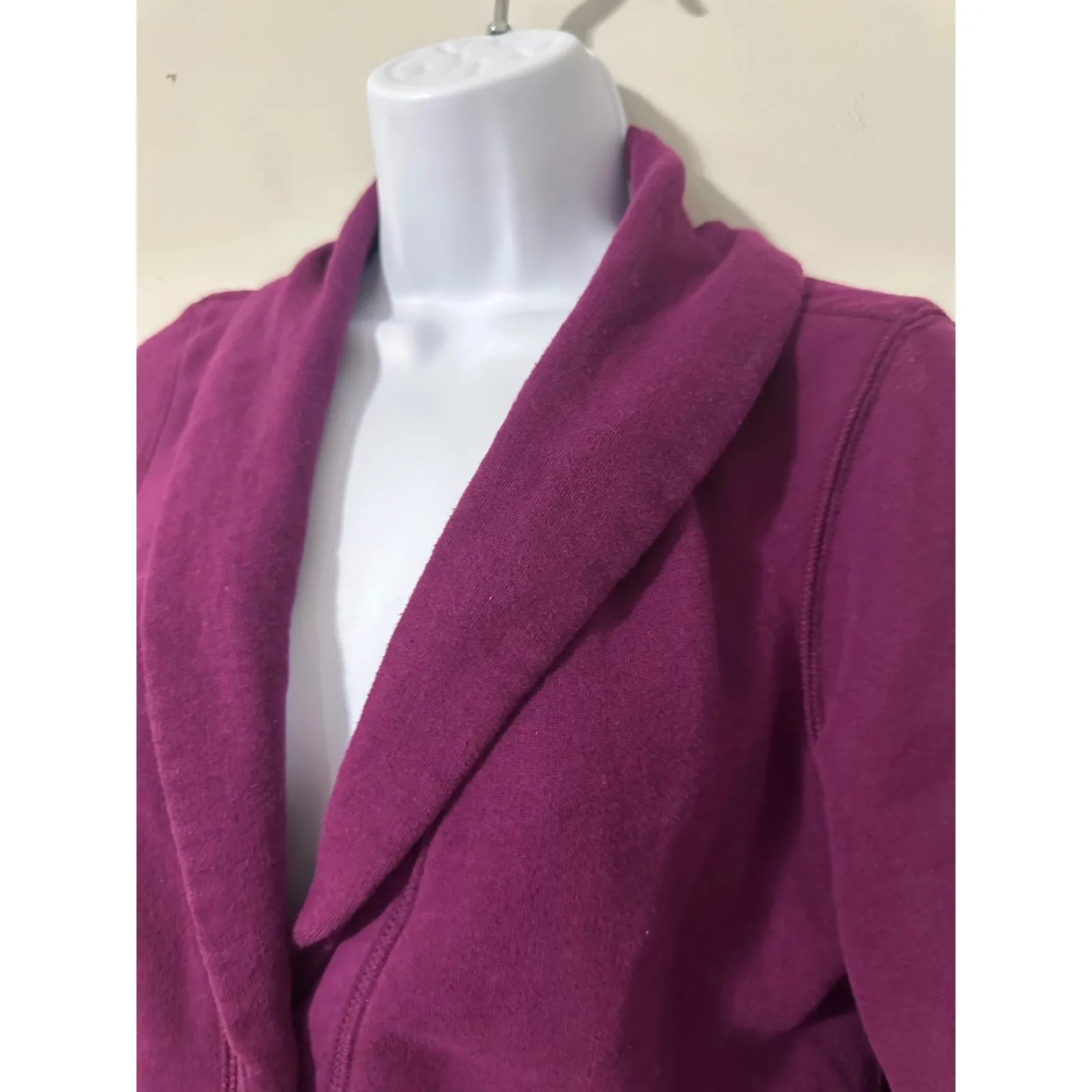 L.L. Bean XS Purple Button Front Shawl Collar Cardigan Jacket‎ Cotton Blend - Image 4