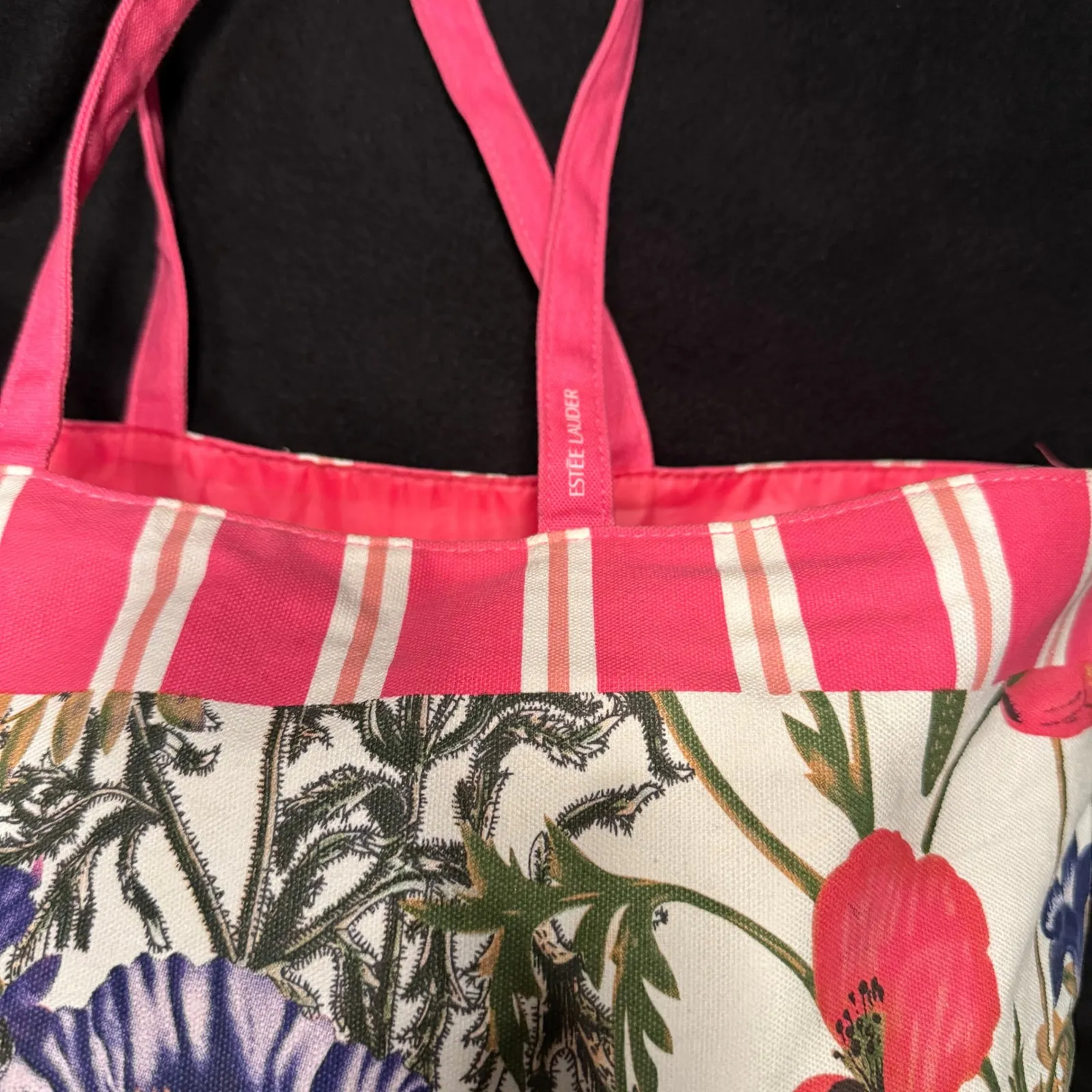 Floral Print Tote Bag Red‎ Pink Blue Flowers Large Cute Reusable NWOT - Image 4