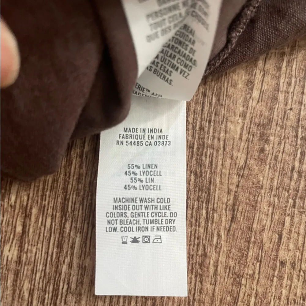 Aerie Women's Brown Ruffle Pull On Linen Blend Shorts Size Medium - Image 4