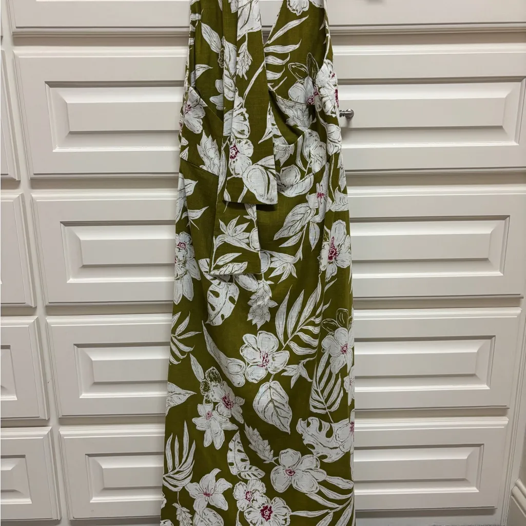 Zara Olive Floral Maxi Dress - Image 3