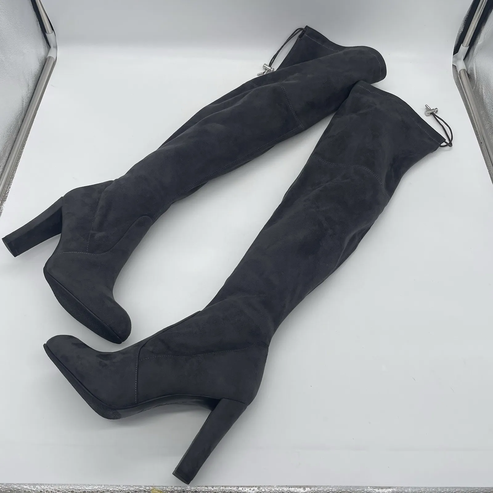 Sam Edelman Womens 8 Boots Kent Over the Knee Dark Gray Soft Vegan Suede Hi Heel - Image 3