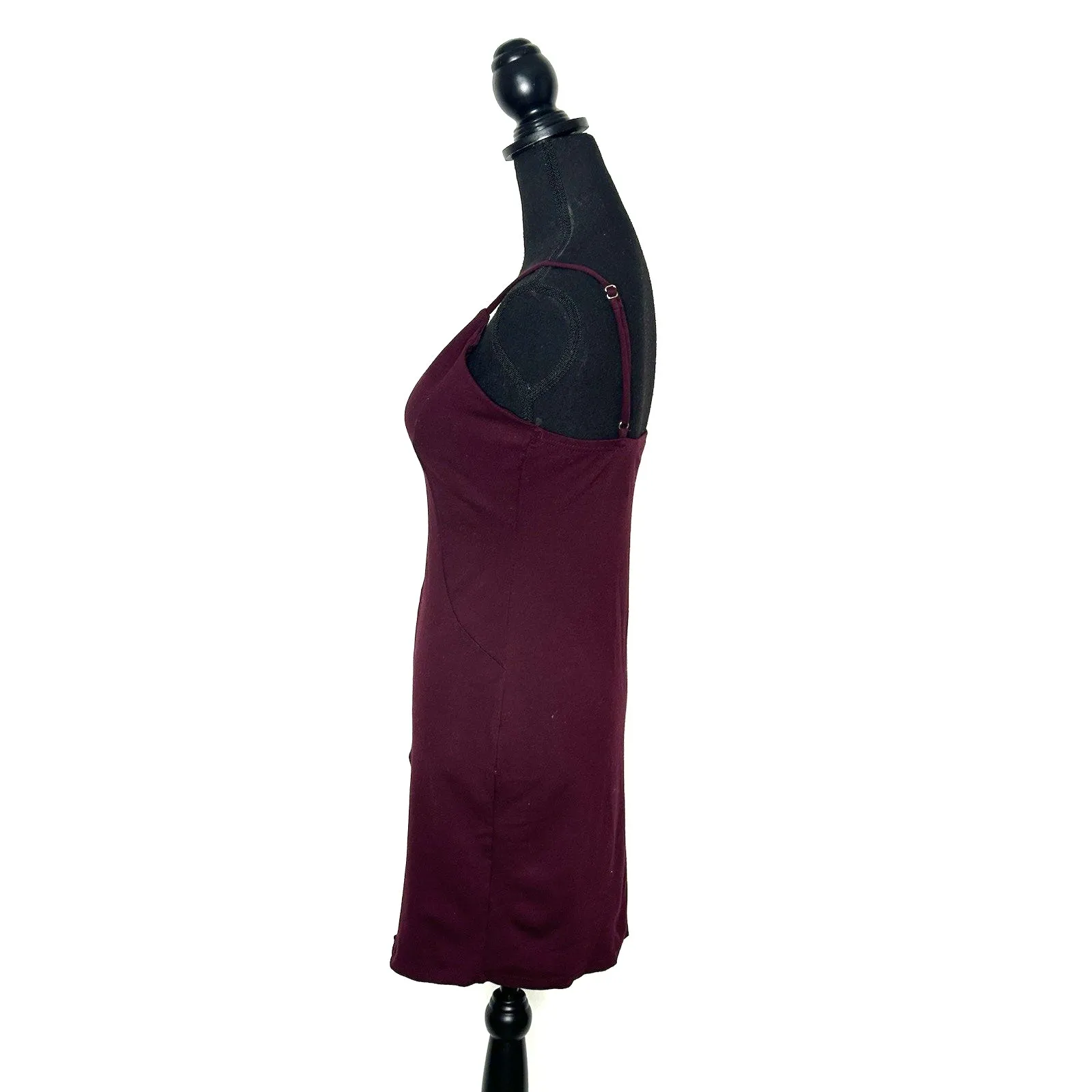 Haute Monde Women's Burgundy Sleeveless Front Zip Bodycon Mini Dress Size Large - Image 6