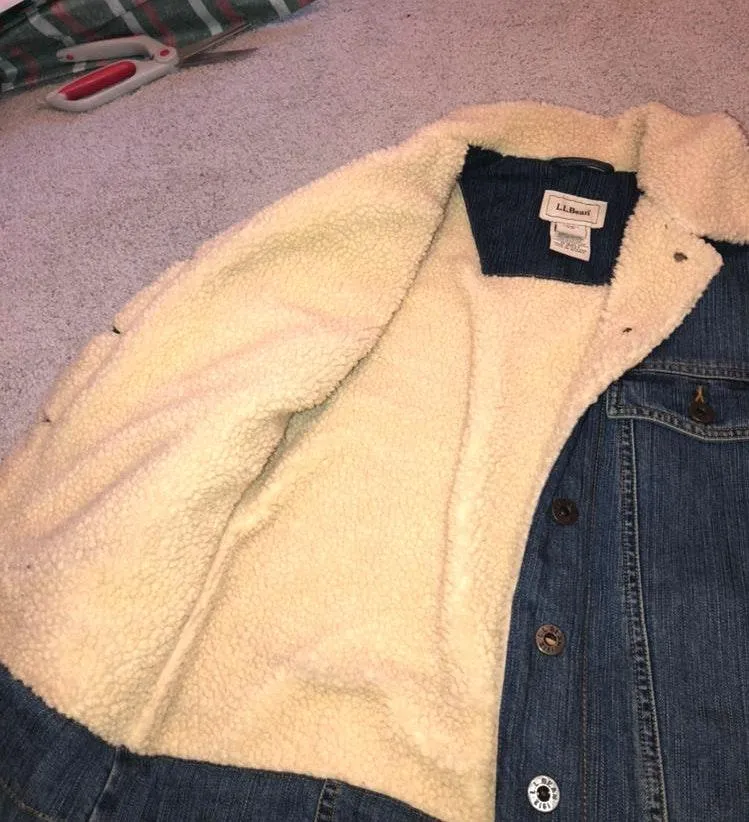 L.L.Bean Vintage Sherpa Lines Denim Jacket - Image 9