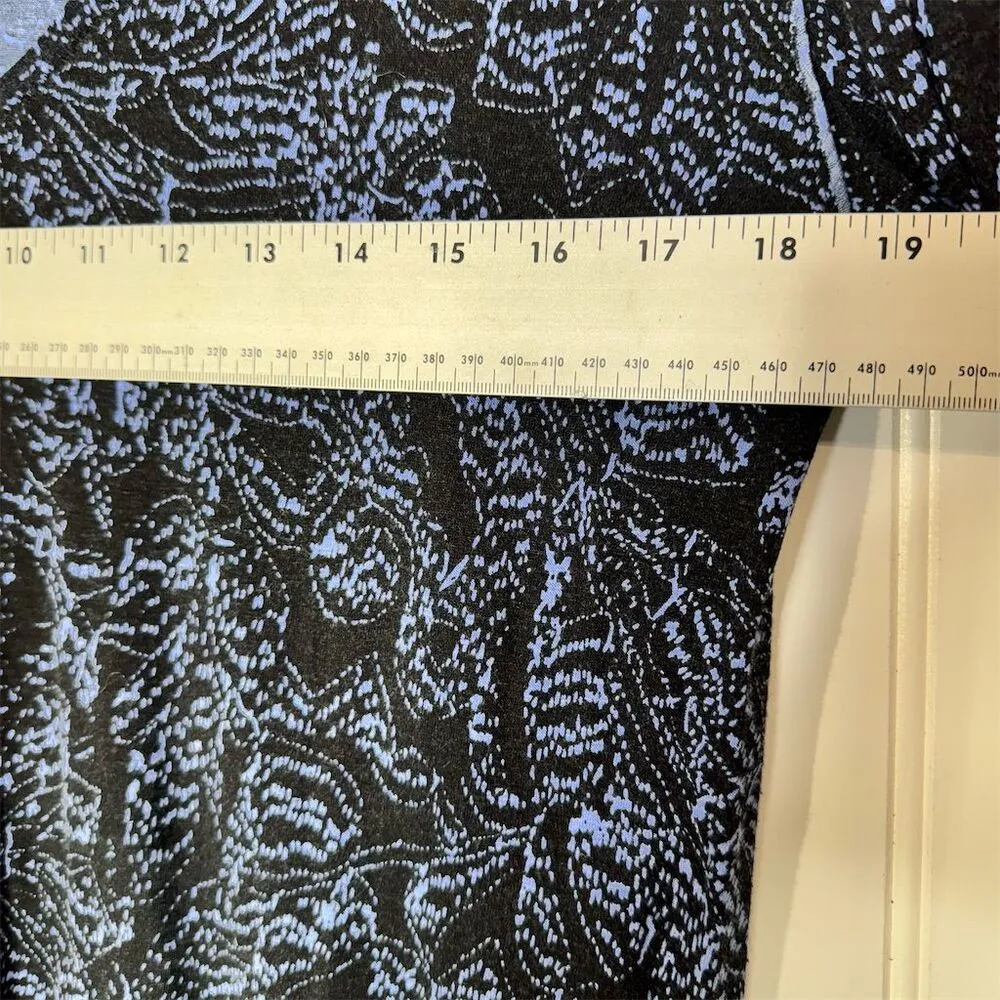 Free People Blue Linen Floral Hi-Low Long Ruched Sleeve Top S Boho Grunge Y2K - Image 3