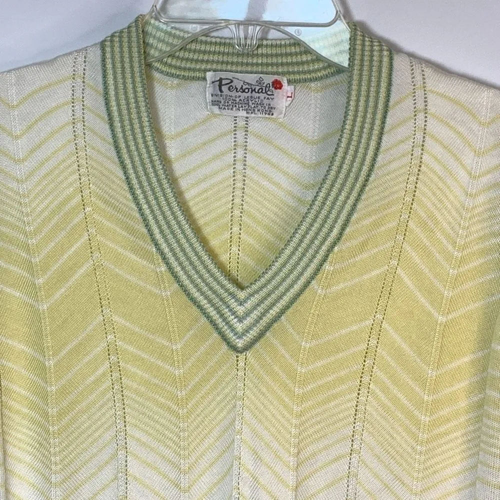 Leslie Fay Personal Women's Chevron Vest & Cardigan Bundle Green & Yellow Large - Image 12
