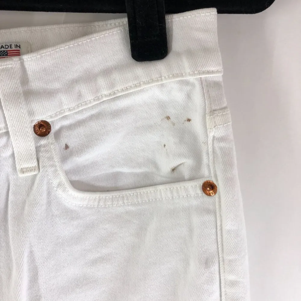 Re/Done Womens Jeans High Rise Ankle Crop Stretch Button Fly White 28 - Image 2