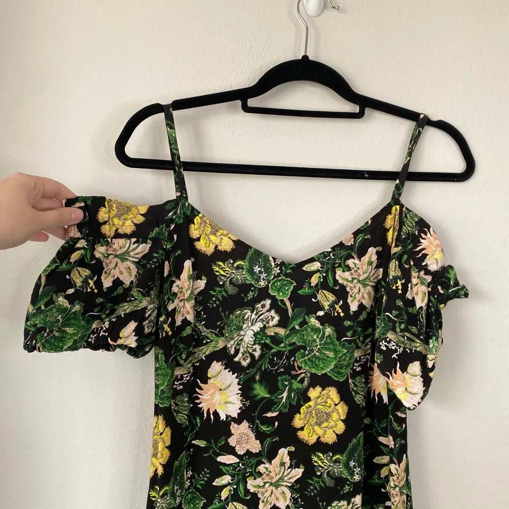 CLUB MONACO Gracella Dark Floral Midi Dress Garden Party Size 2 Feminine Flirty - Image 4