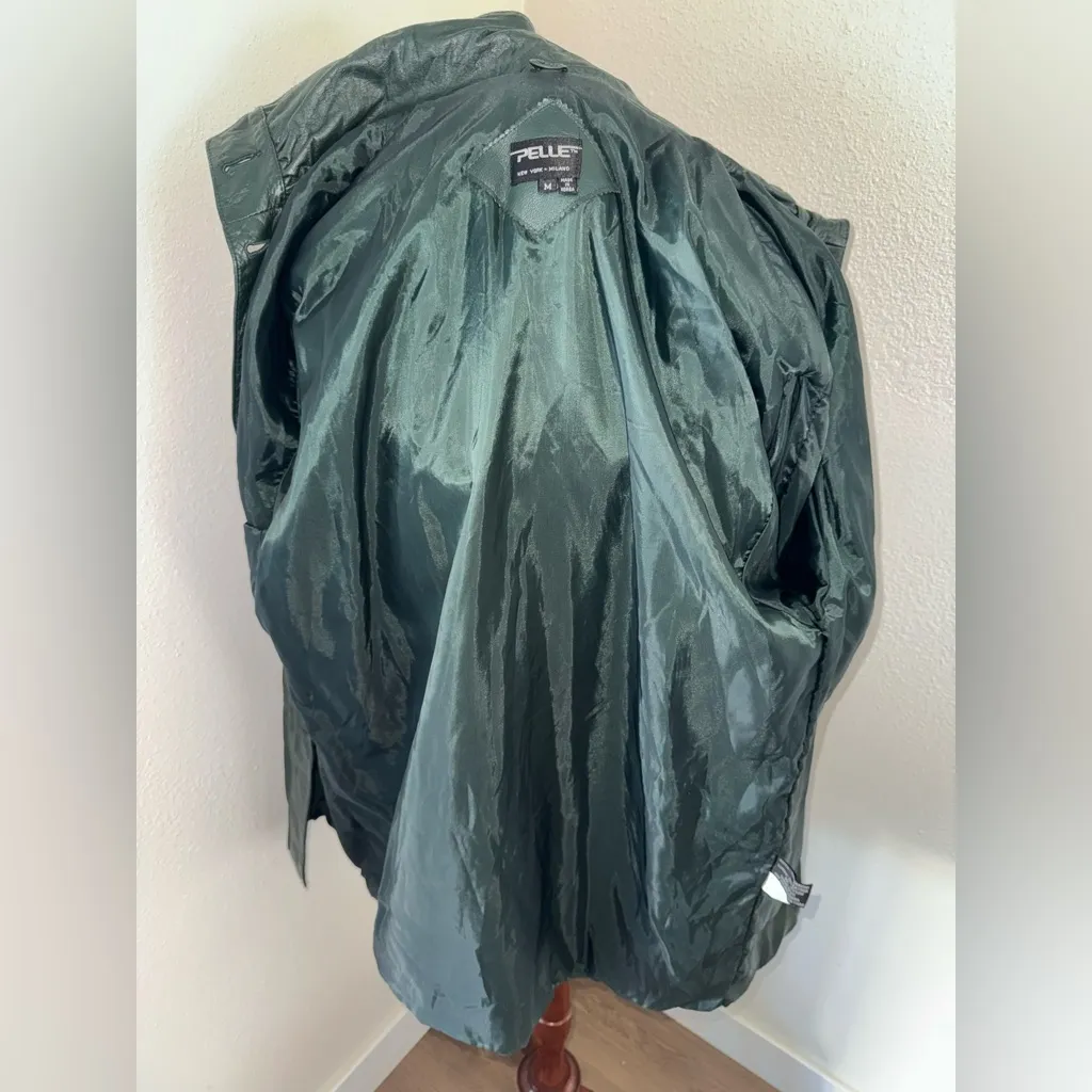 Vintage PELLE New York Milano Green Leather Women’s Coat Jacket - Image 14