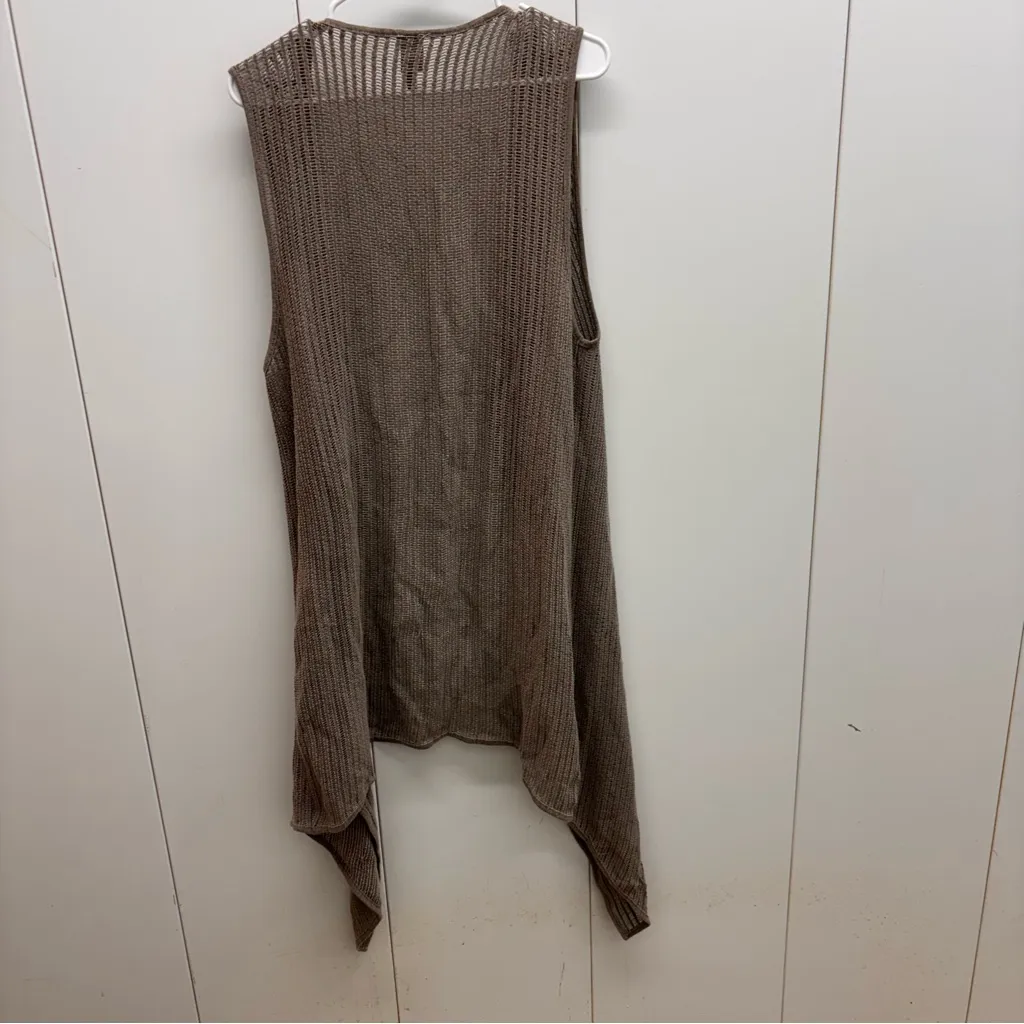 XCVI Twill Slade Mid Length Bohemian Tan Vest Cardigan Womens Small - Image 4