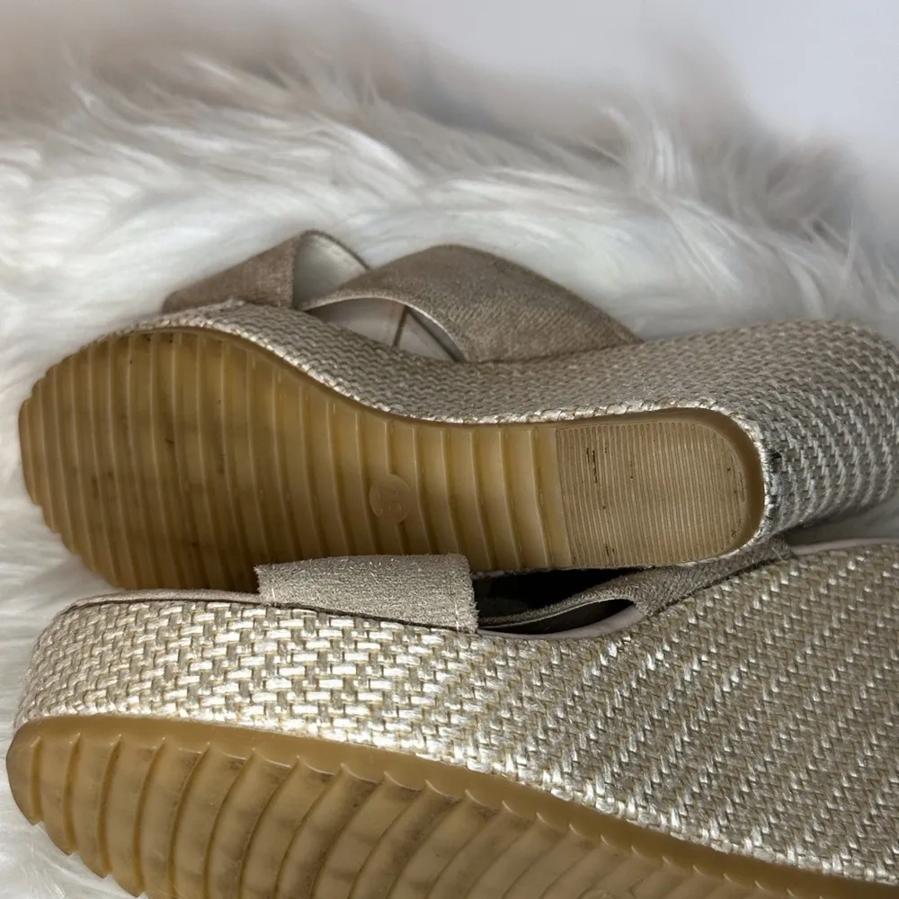 Source Unknown Tan Wedge Shoes with Cushioned Straps - Image 4