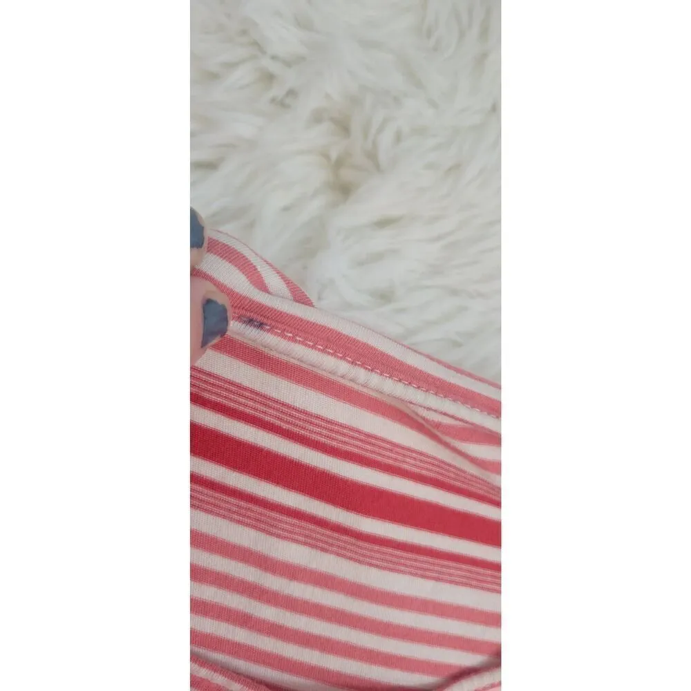 L.L.Bean Soft Signature Cotton/Modal Scoop Neck Striped Tee Sz L Red Size L - Image 6
