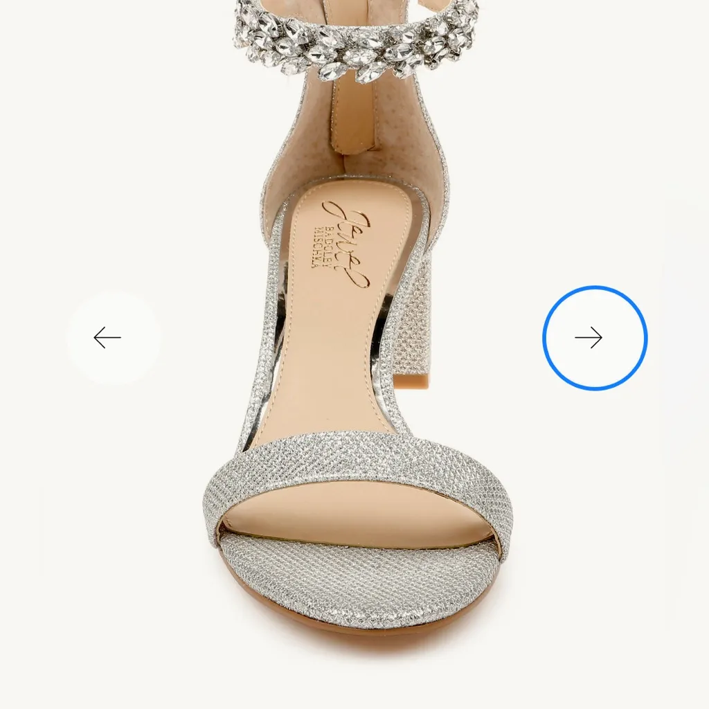 New! Jewel Badgley Mischka Bradley‎ Embellished Silver Evening Shoe Sz 7 - Image 4