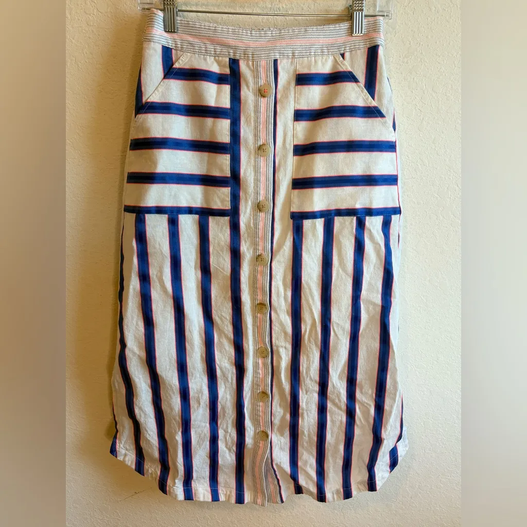 Joules Striped Midi Skirt Tank Two Piece Set Size 4 Blue - Image 5