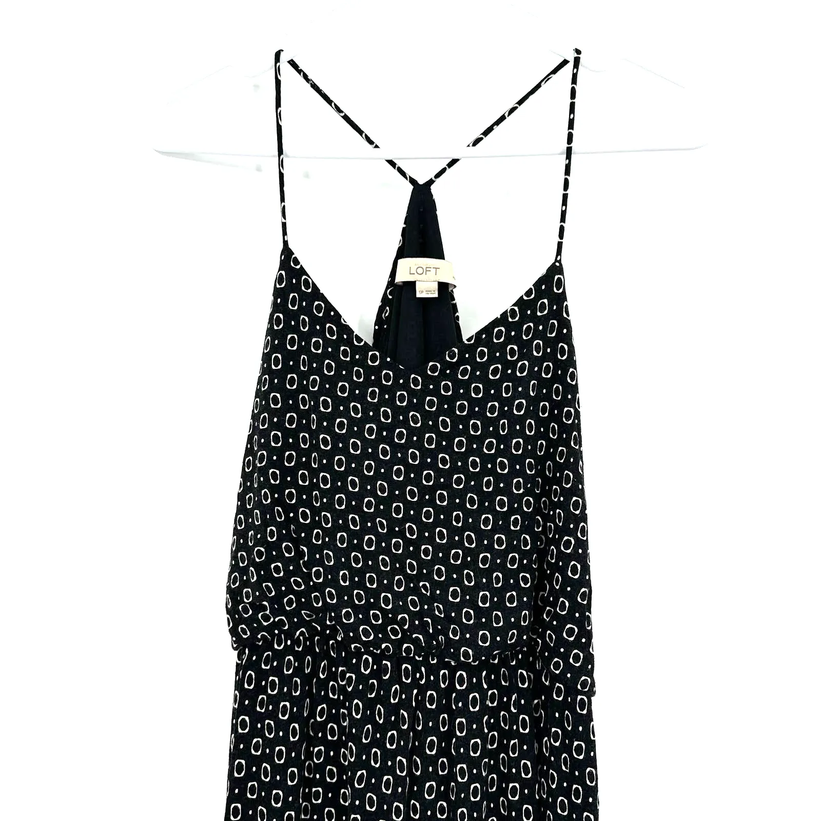 Loft size small petite sleeveless mini dress black with white geometric‎ design - Image 3