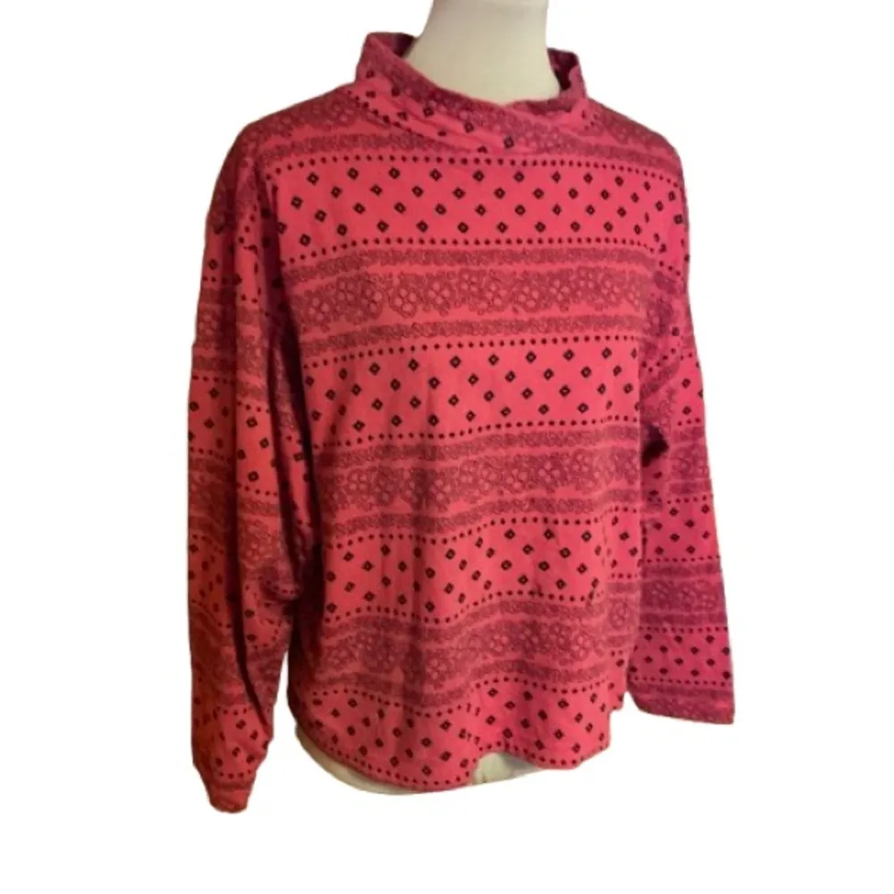 Vtg 80s slouchy floral striped top Size M - Image 2