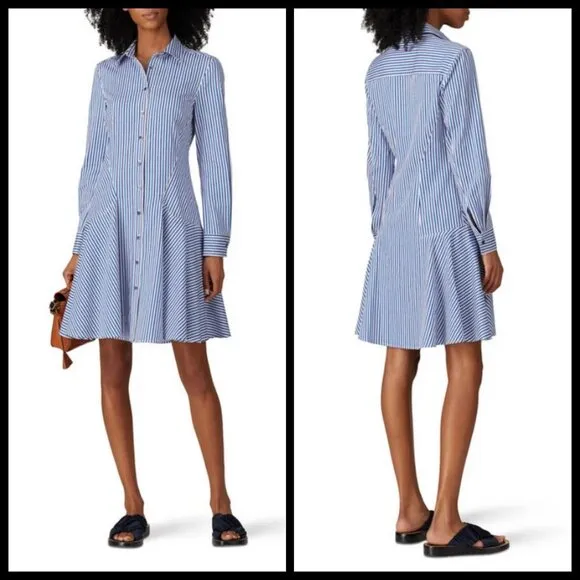 💕DEREK LAM💕 Blue Pin Stripe Shirtdress ~ Blue White 40 EUC Minimalist Chic - Image 2